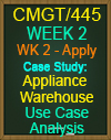 CMGT/445  Appliance Warehouse Use Case Analysis
